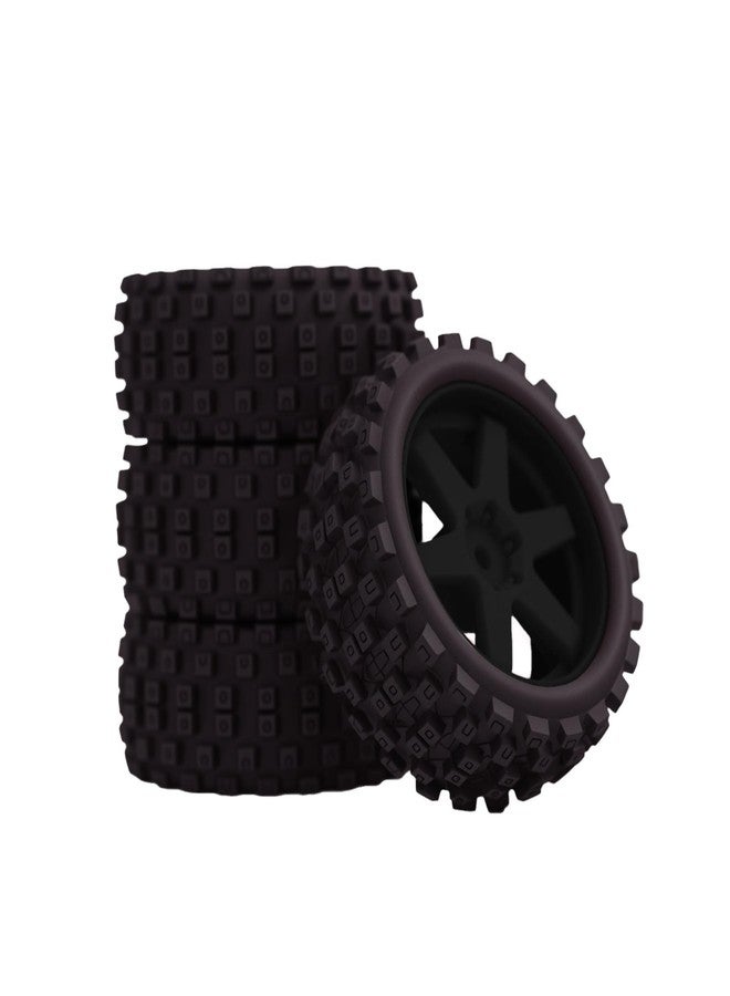 NMNRC Hexagonal Style Pre Glued Wheel and Tires Plastic Rim Rubber for 1/18 Typhon Grom 223S Series Upgrades Part Black - Image 1